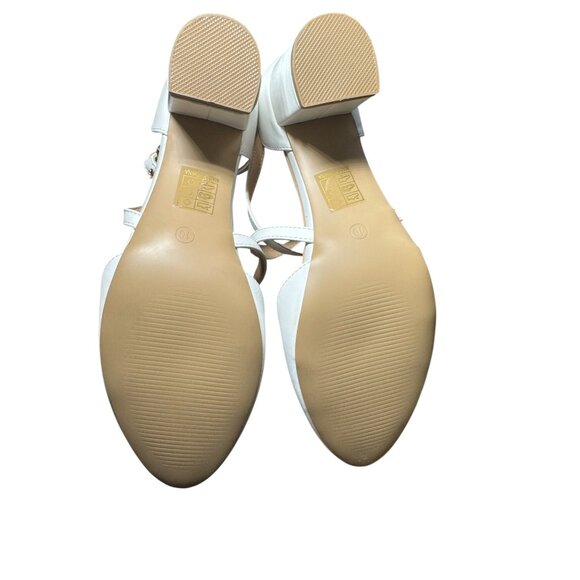Journee Collection White Faux Leather Cross Strap Heels Size 10 NWB - Picture 4 of 10